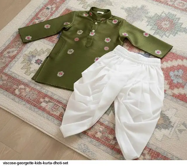VISCOSE GEORGETTE KIDS KURTA DHOTI SET E