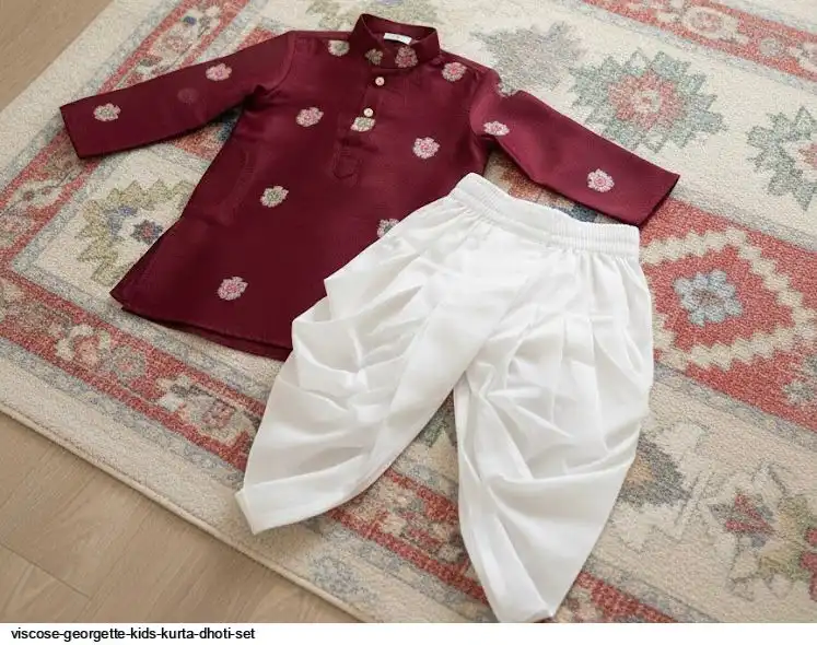 VISCOSE GEORGETTE KIDS KURTA DHOTI SET D