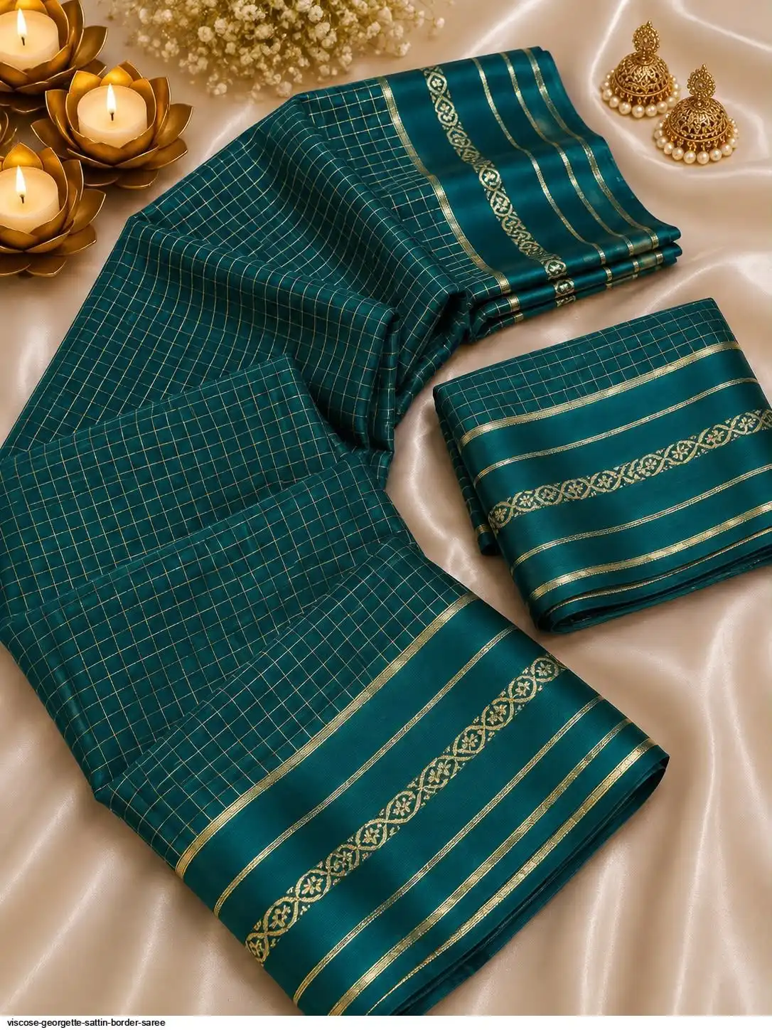 VISCOSE GEORGETTE SATTIN BORDER SAREE 1