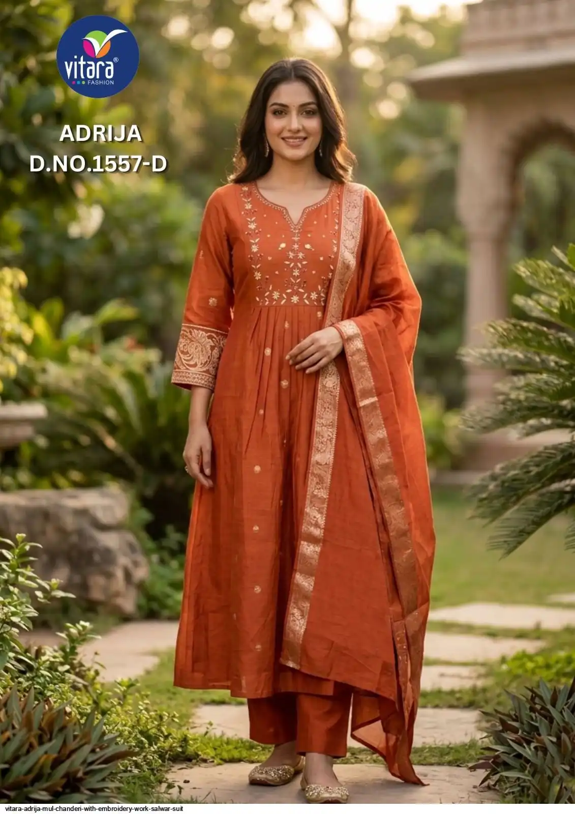 VITARA ADRIJA MUL CHANDERI WITH EMBROIDERY WORK SALWAR SUIT 1557 D