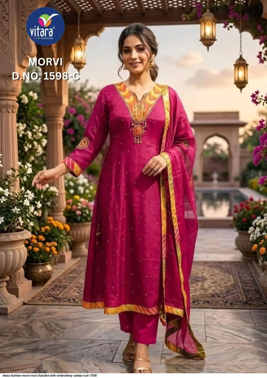 VITARA FASHION MORVI MUL CHANDERI WITH EMBROIDERY SALWAR SUIT 1598 C