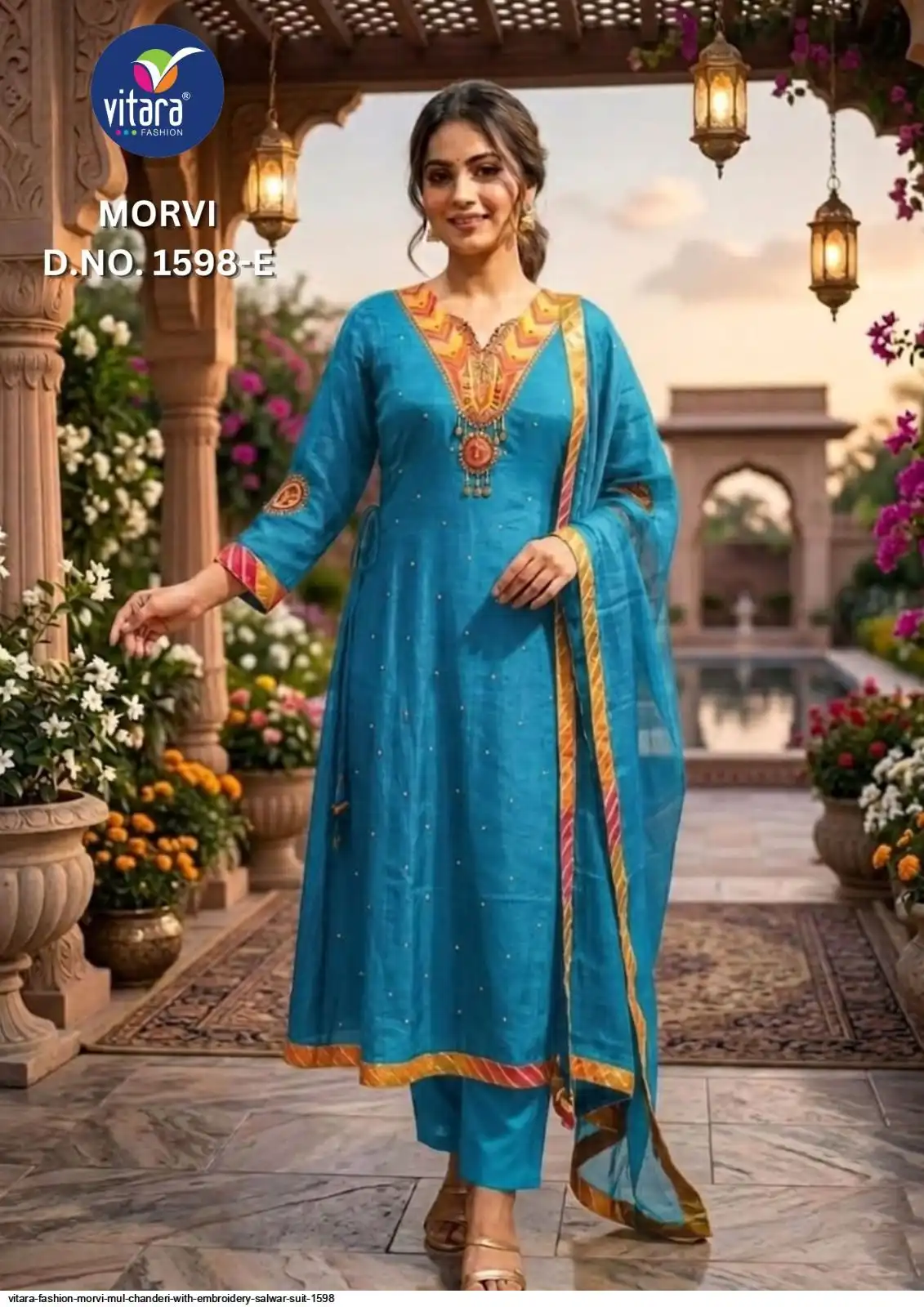 VITARA FASHION MORVI MUL CHANDERI WITH EMBROIDERY SALWAR SUIT 1598 E