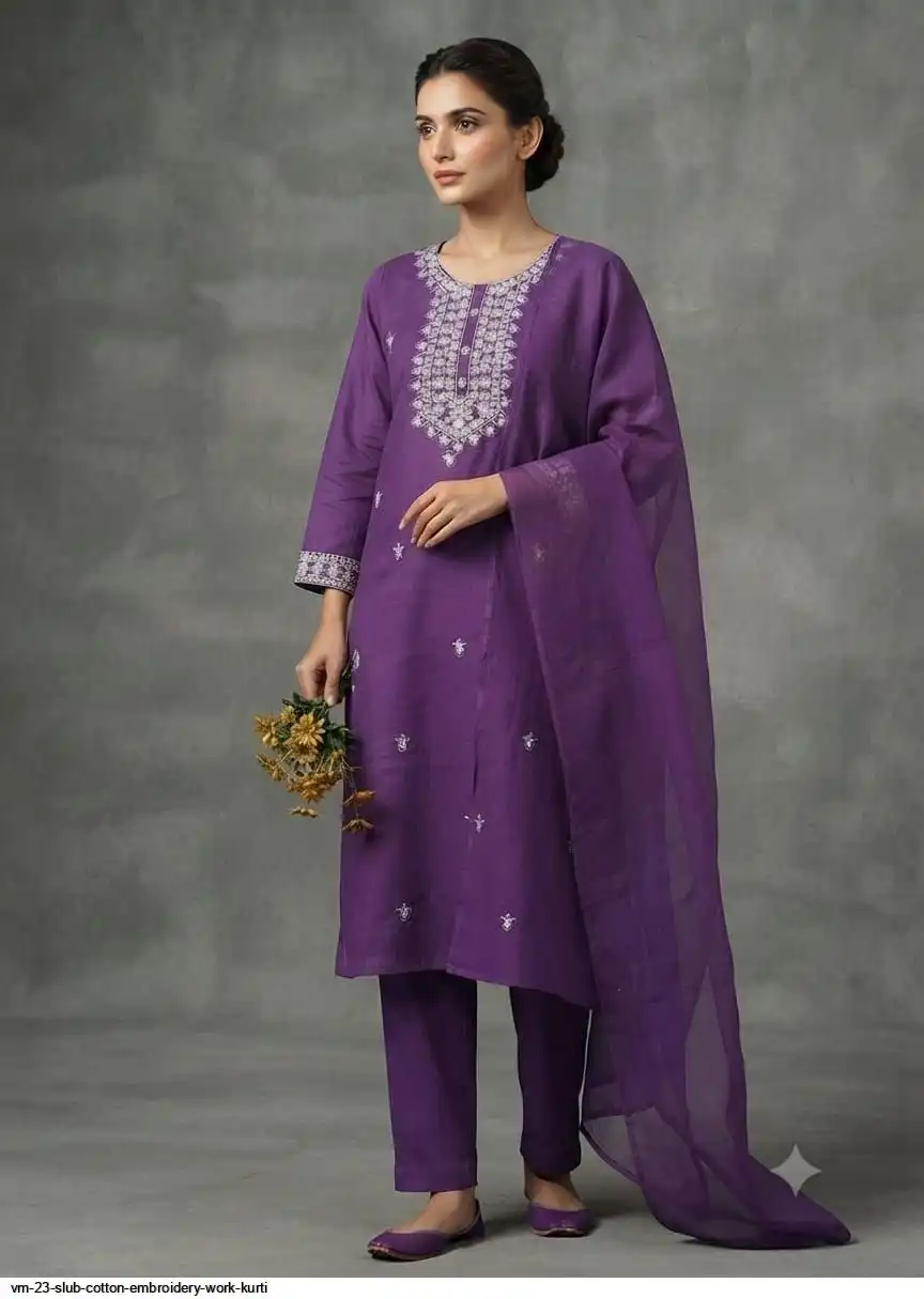 VM 23 SLUB COTTON EMBROIDERY WORK KURTI 2
