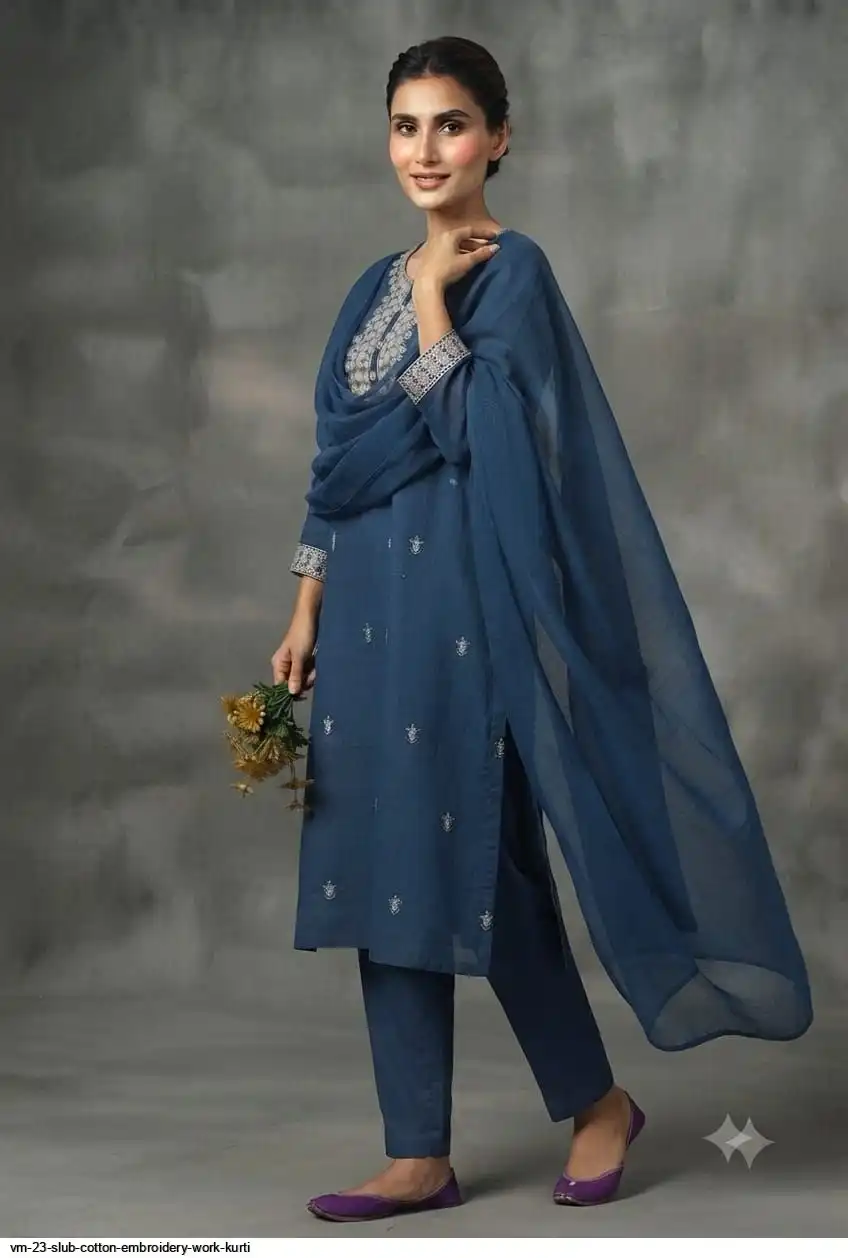 VM 23 SLUB COTTON EMBROIDERY WORK KURTI 4