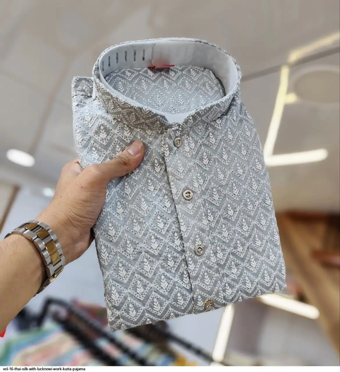 VOL 16 THAI SILK WITH LUCKNOWI WORK KURTA PAJAMA E