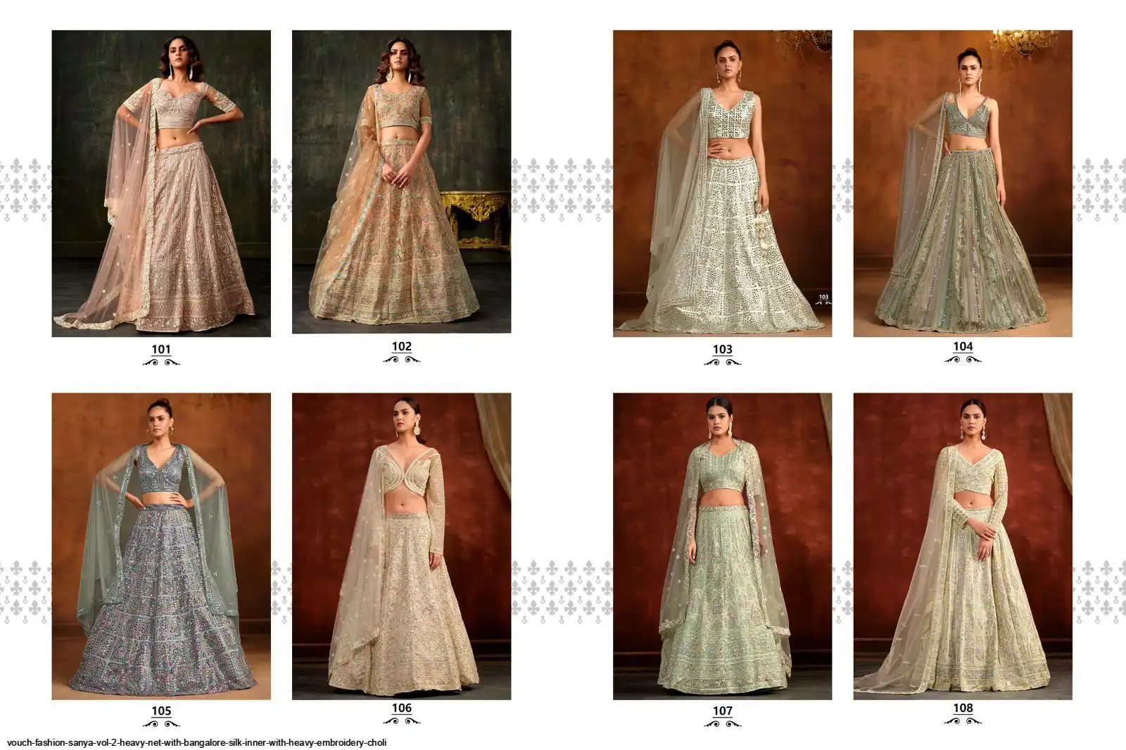 VOUCH FASHION SANYA VOL 2 HEAVY NET WITH BANGALORE SILK INNER WITH HEAVY EMBROIDERY CHOLI
