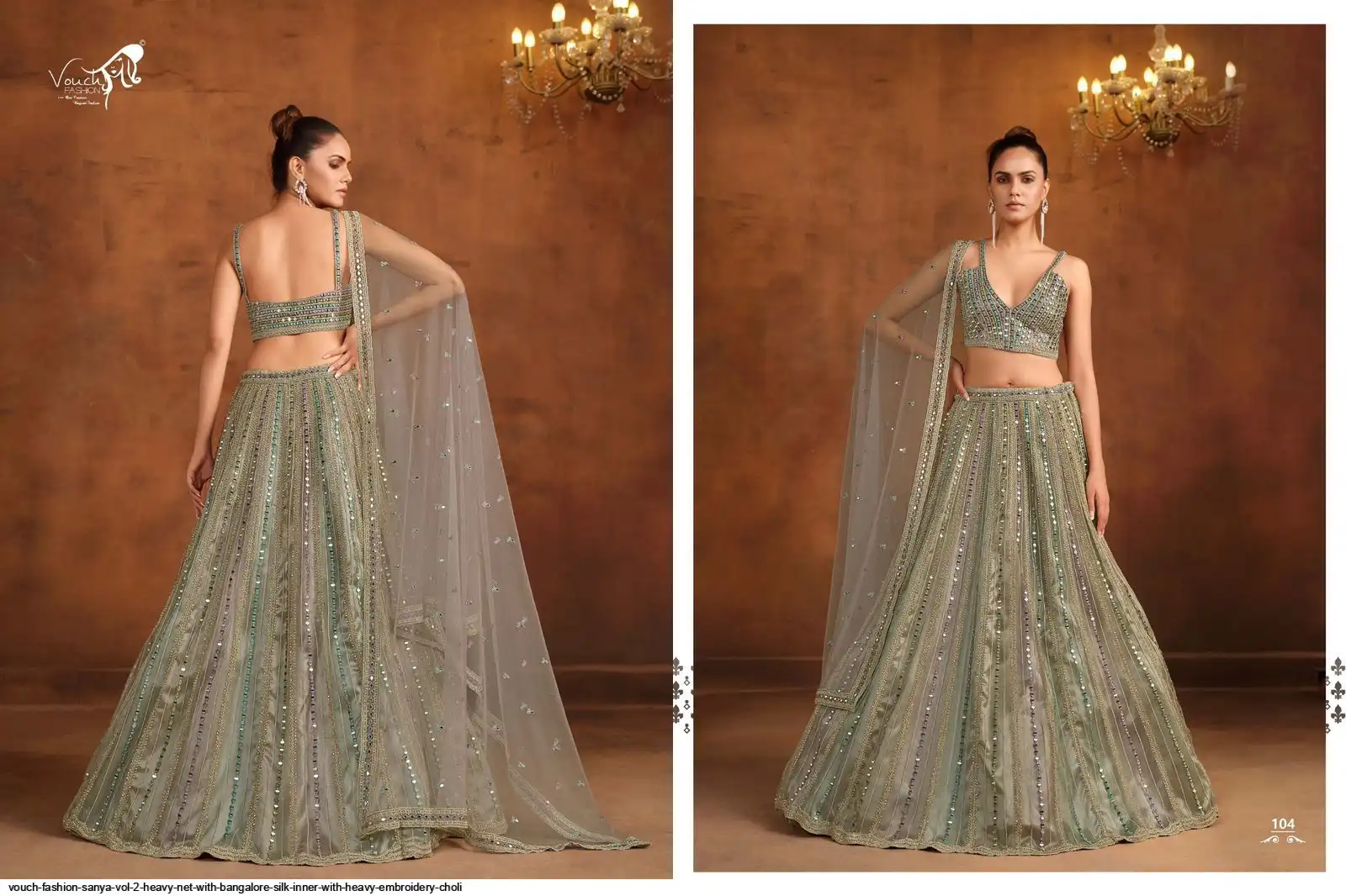 VOUCH FASHION SANYA VOL 2 HEAVY NET WITH BANGALORE SILK INNER WITH HEAVY EMBROIDERY CHOLI 104