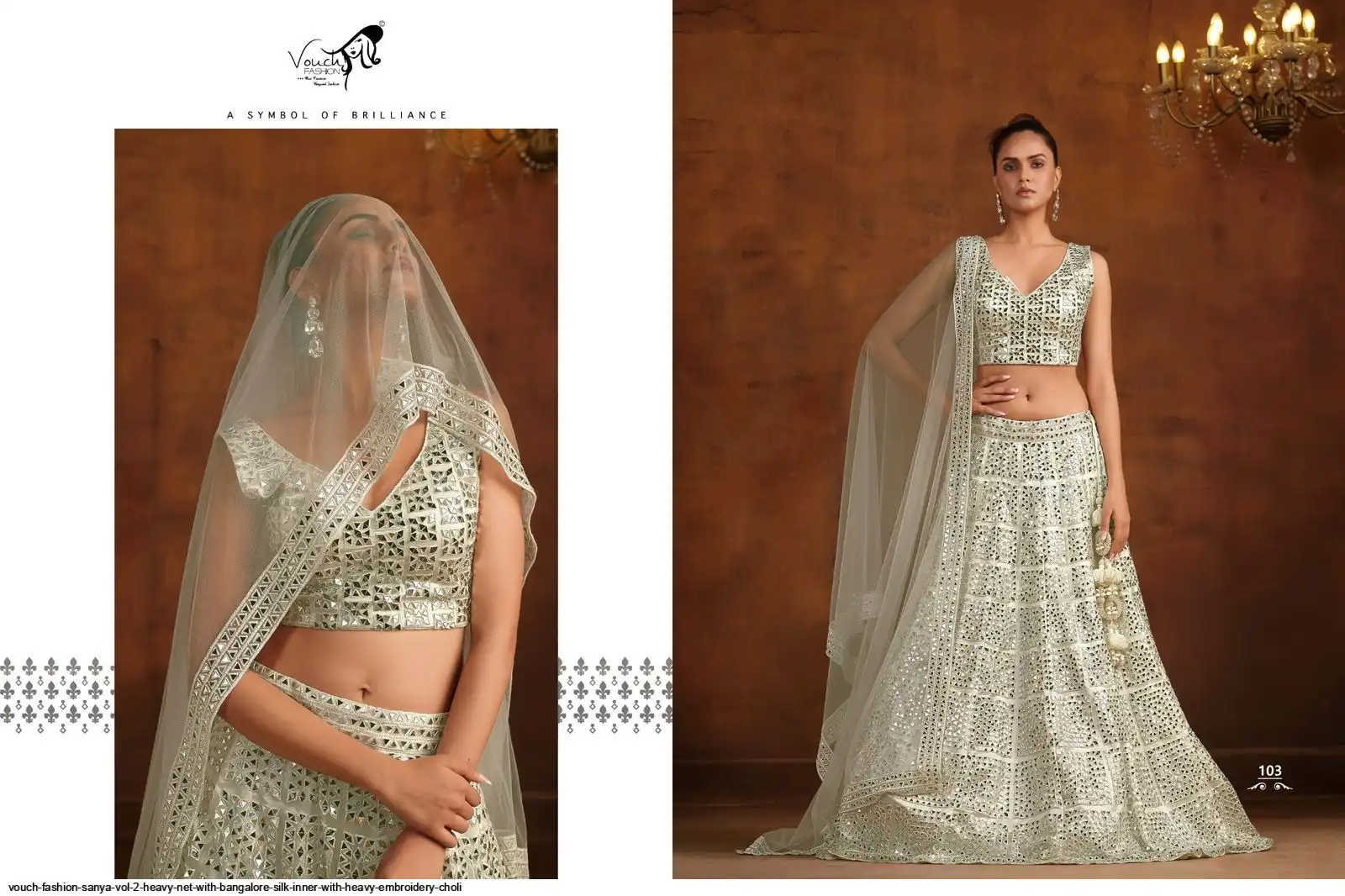 VOUCH FASHION SANYA VOL 2 HEAVY NET WITH BANGALORE SILK INNER WITH HEAVY EMBROIDERY CHOLI 103