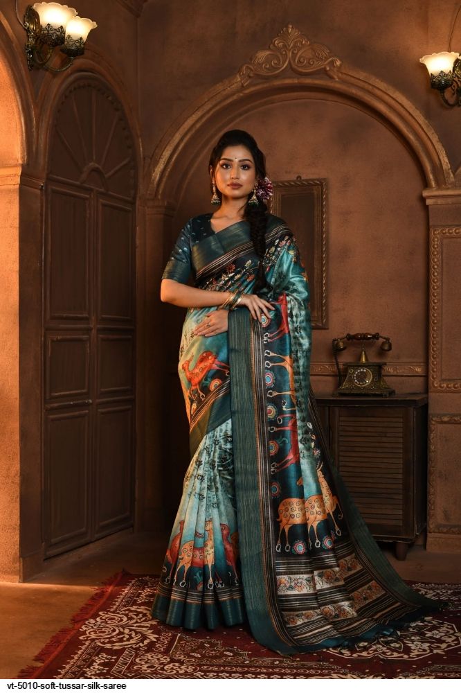 VT 5010 SOFT TUSSAR SILK SAREE