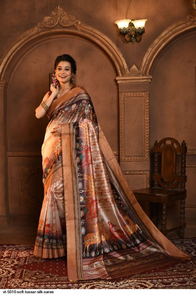 Printed Weaving Soft Tussar Silk Saree, 5.5 m (separate blouse piece) at Rs  850 in Surat