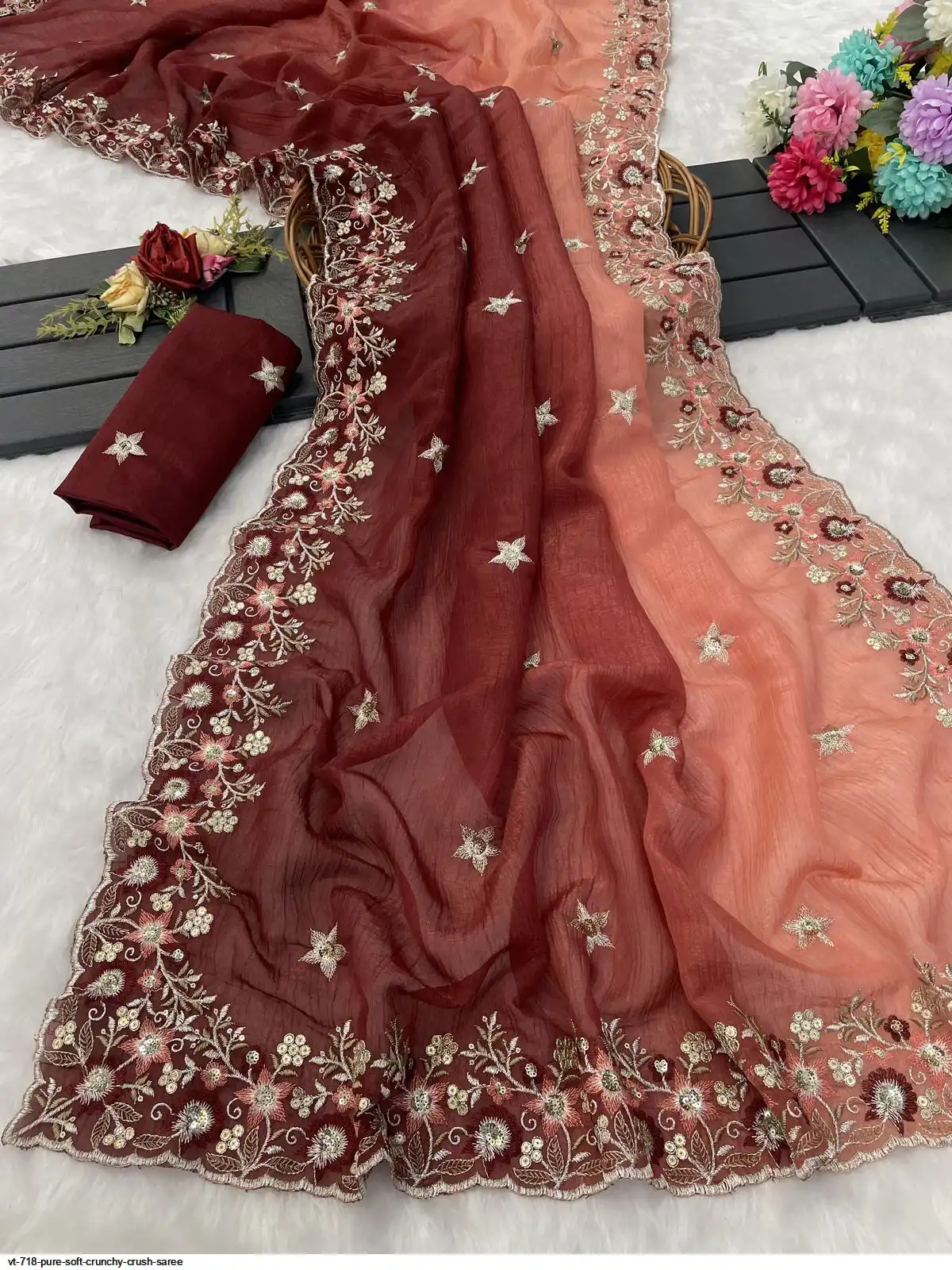 VT 718 PURE SOFT CRUNCHY CRUSH SAREE 5