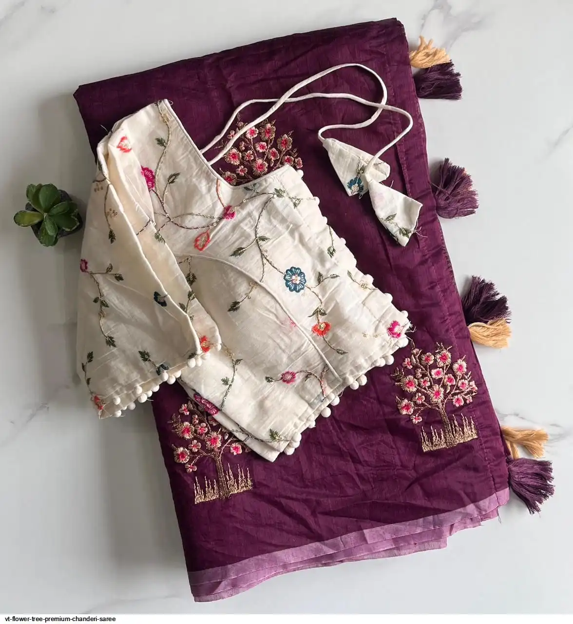 VT FLOWER TREE PREMIUM CHANDERI SAREE B