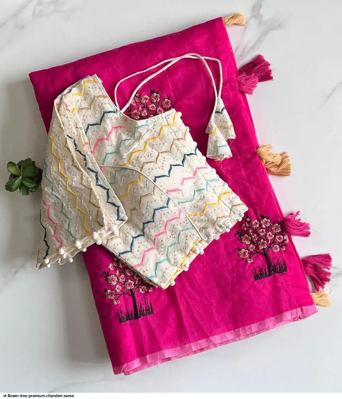 VT FLOWER TREE PREMIUM CHANDERI SAREE F