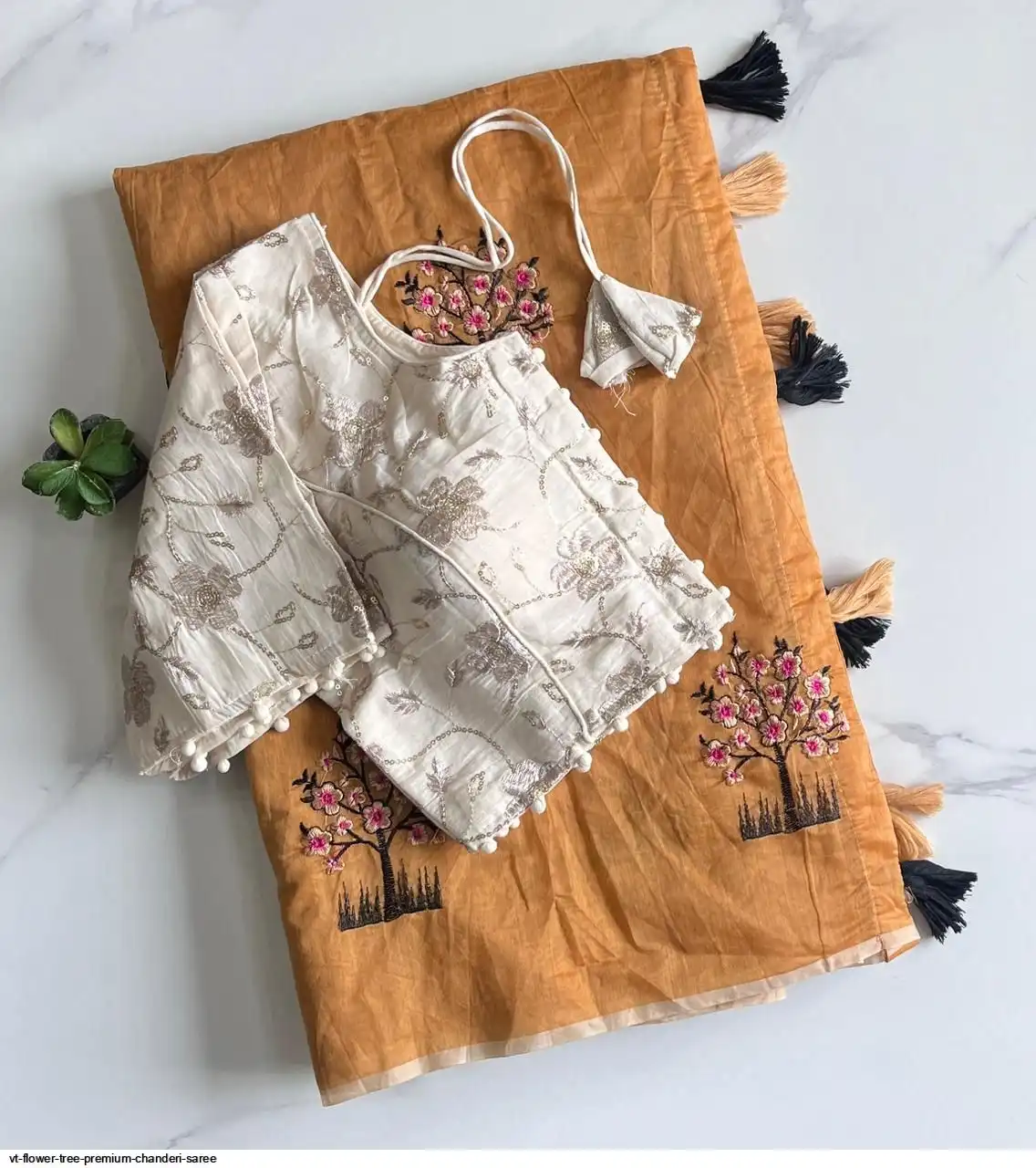 VT FLOWER TREE PREMIUM CHANDERI SAREE C