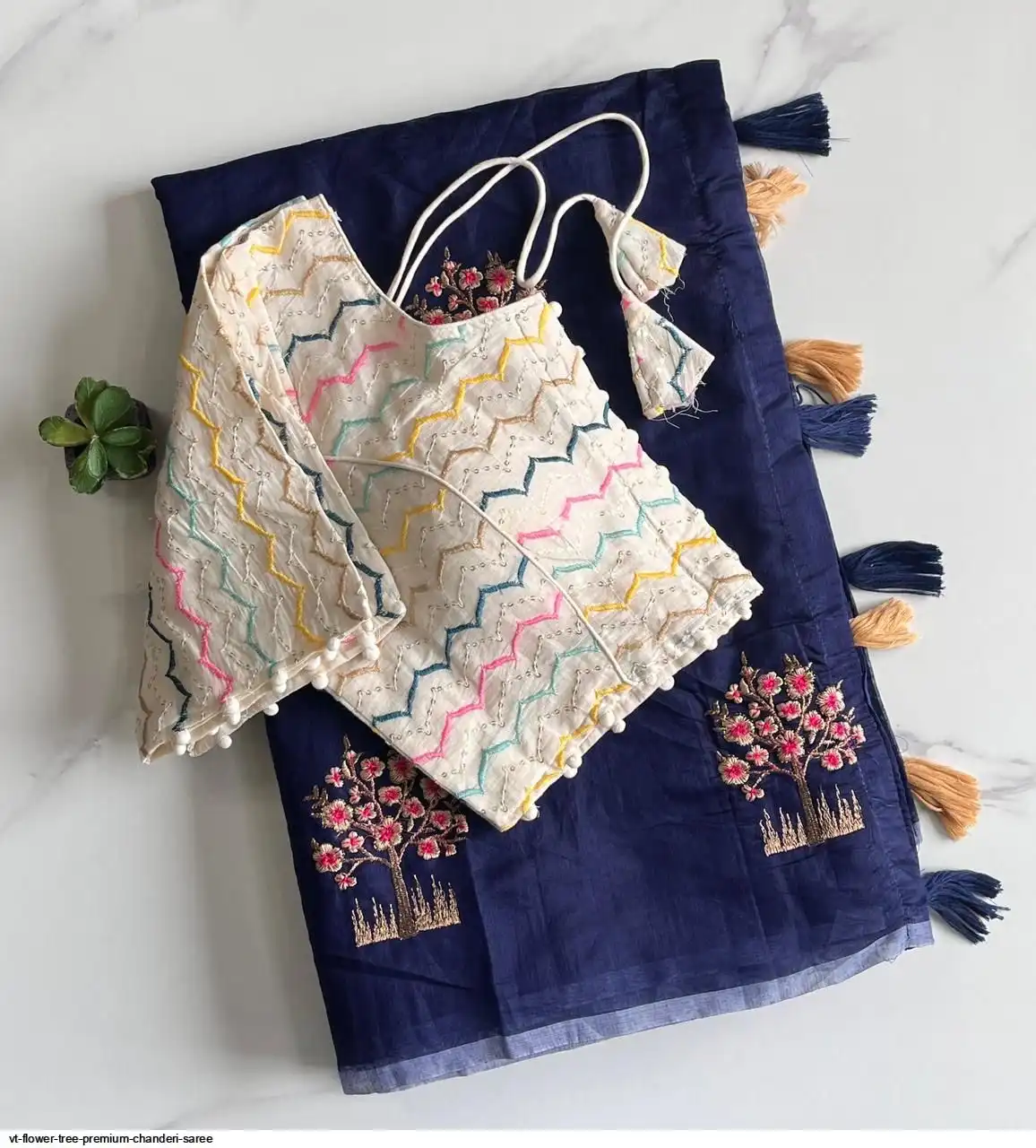 VT FLOWER TREE PREMIUM CHANDERI SAREE A