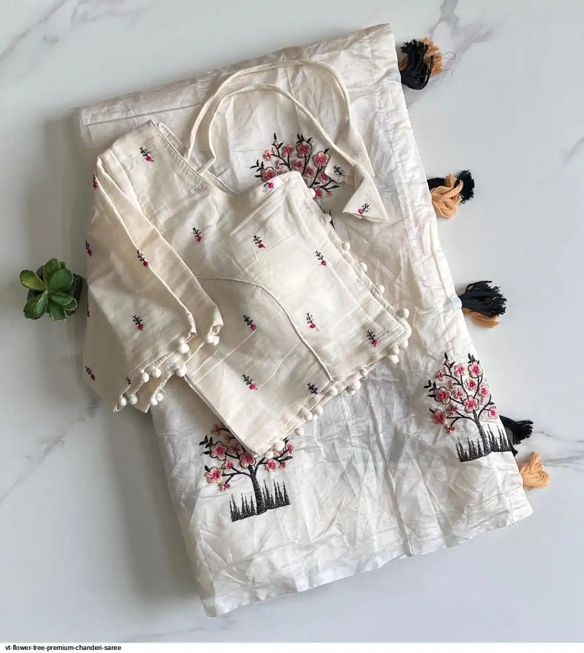 VT FLOWER TREE PREMIUM CHANDERI SAREE H