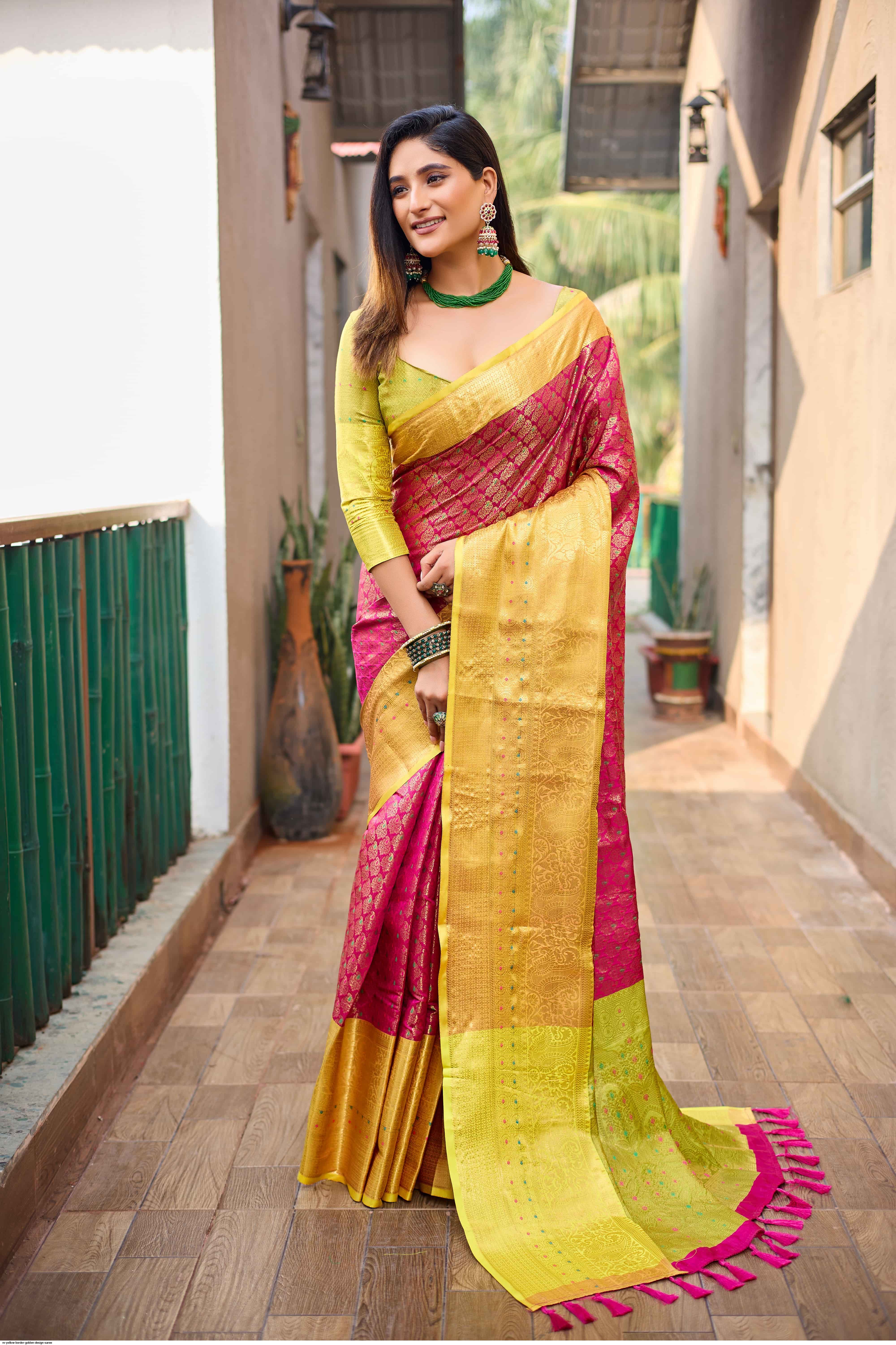 Peach Semi Organza Saree Embellished with Floral Zari, Stonework and  Designer Border along with Potli Bag