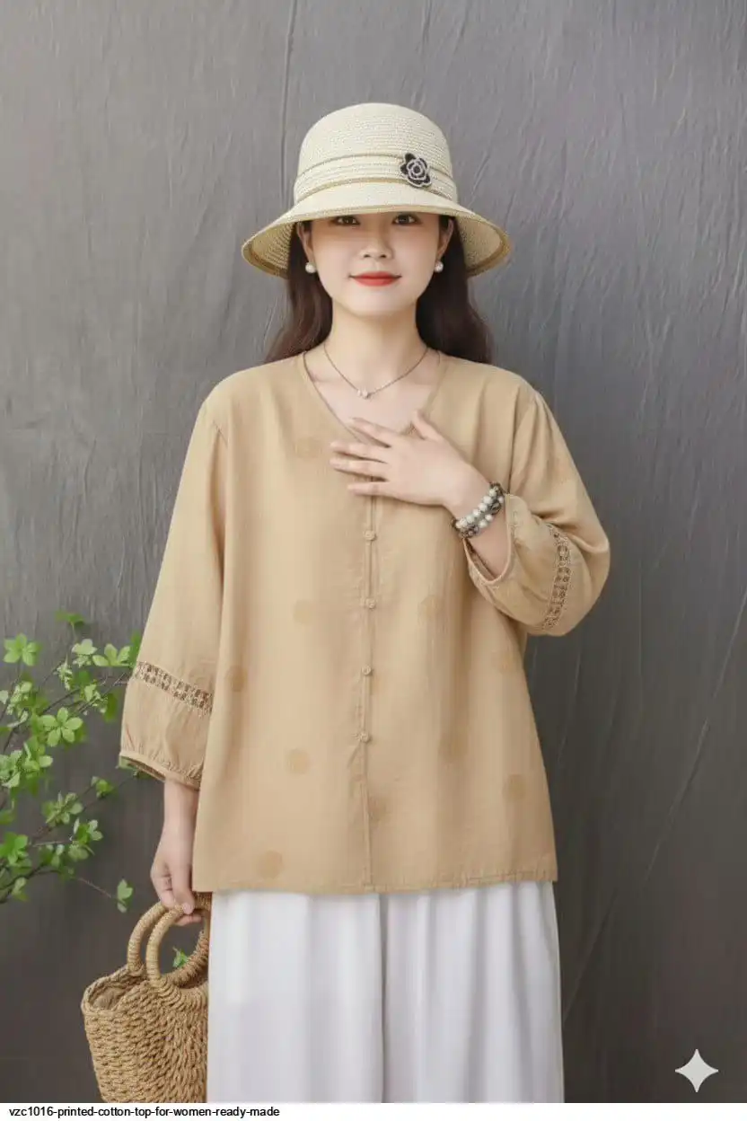 VZC1016 PRINTED COTTON TOP FOR WOMEN READY MADE D