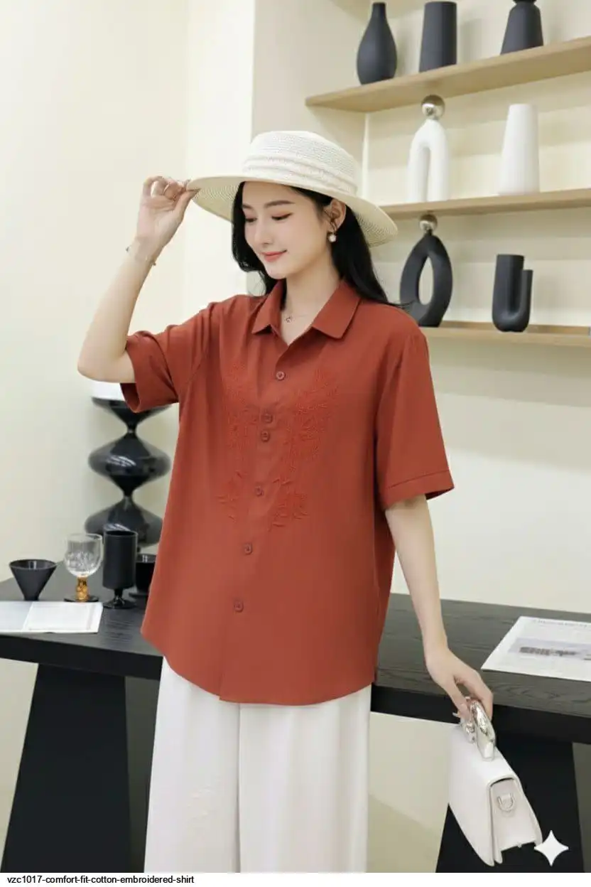 VZC1017 COMFORT FIT COTTON EMBROIDERED SHIRT B