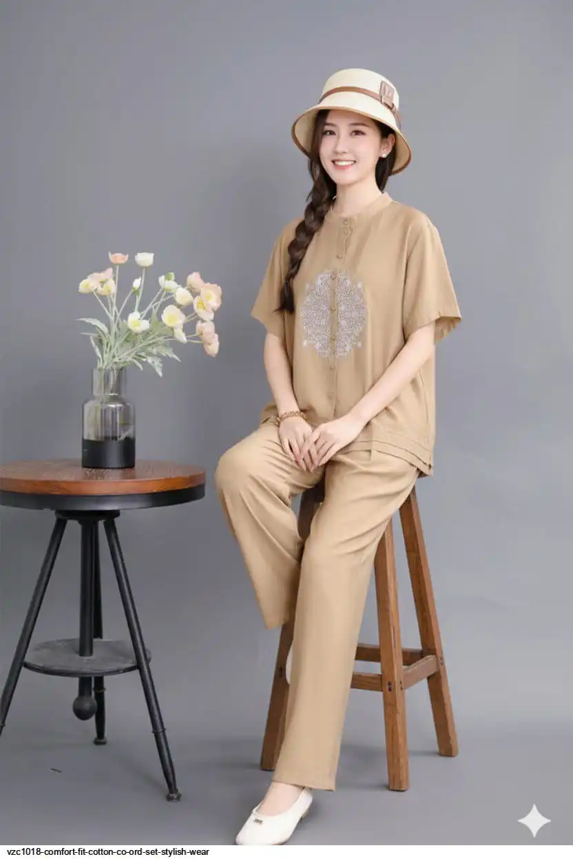 VZC1018 COMFORT FIT COTTON CO ORD SET STYLISH WEAR D
