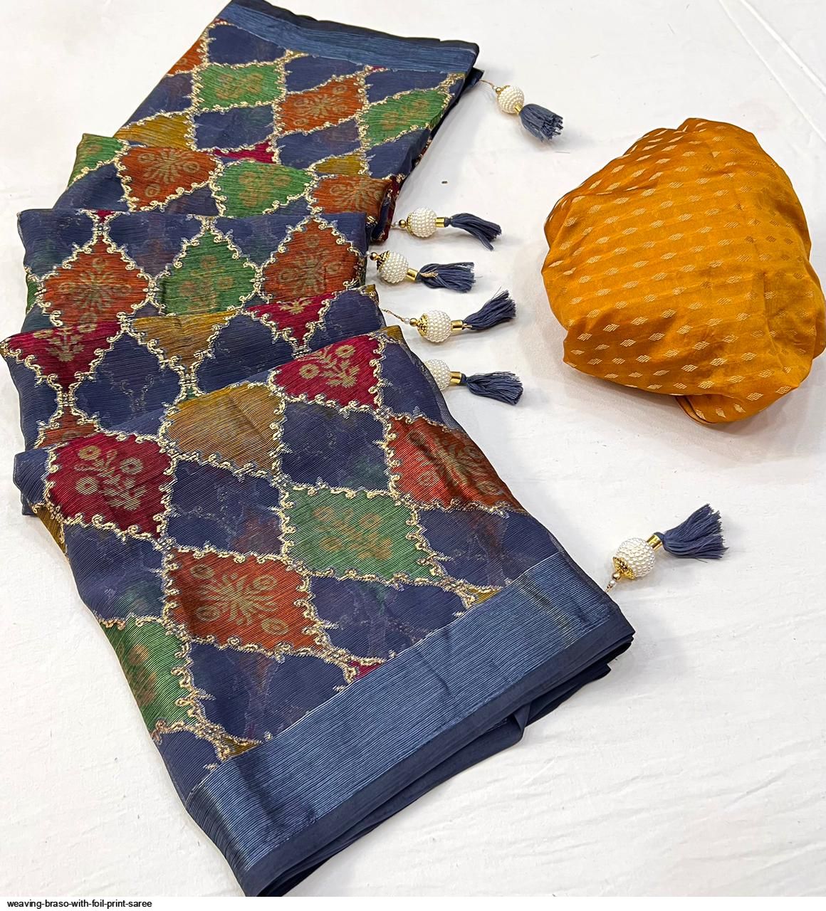 Weaving Braso With Foil Print saree