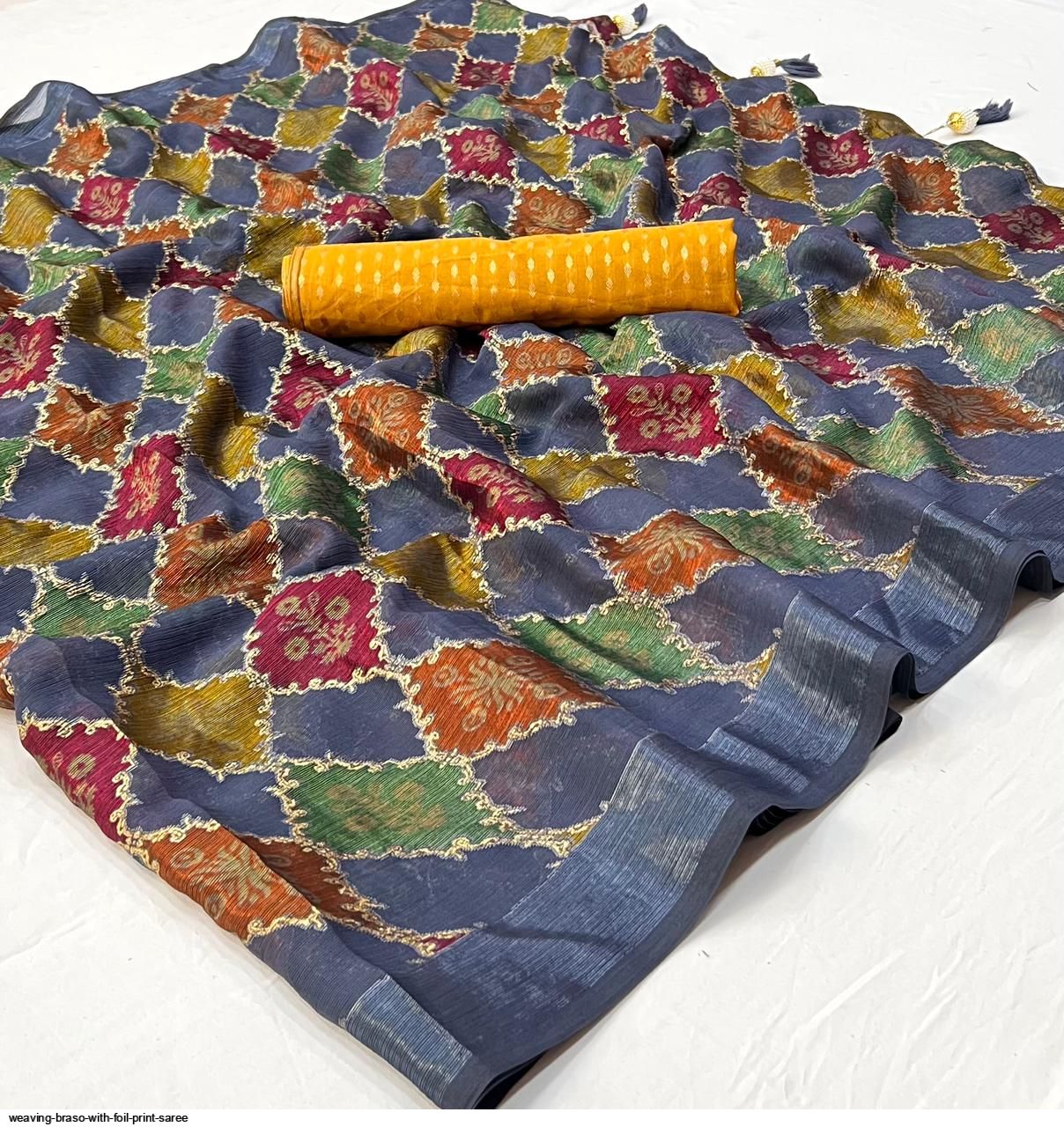 Weaving Braso With Foil Print saree