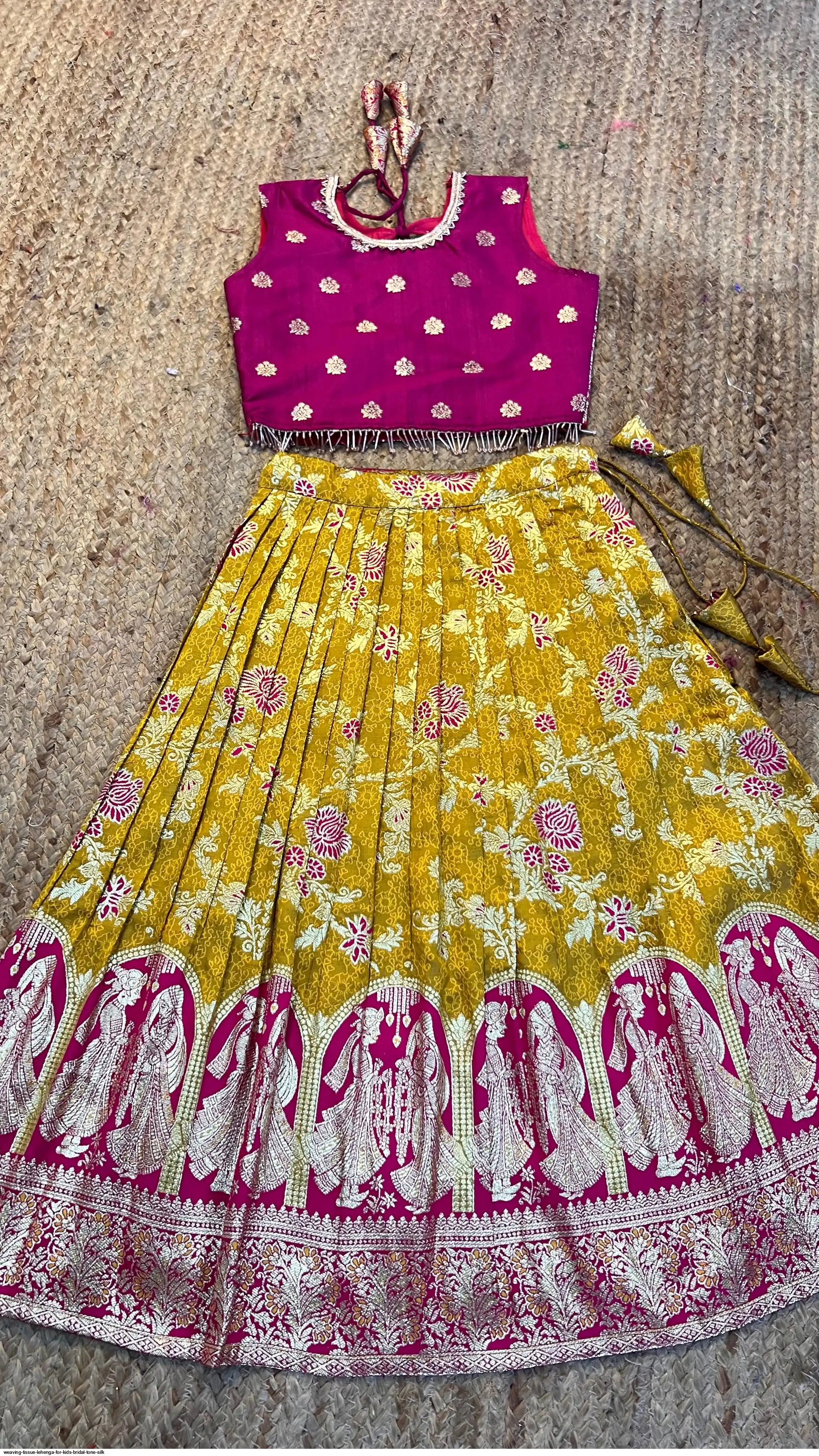 WEAVING TISSUE LEHENGA FOR KIDS BRIDAL TONE SILK 2