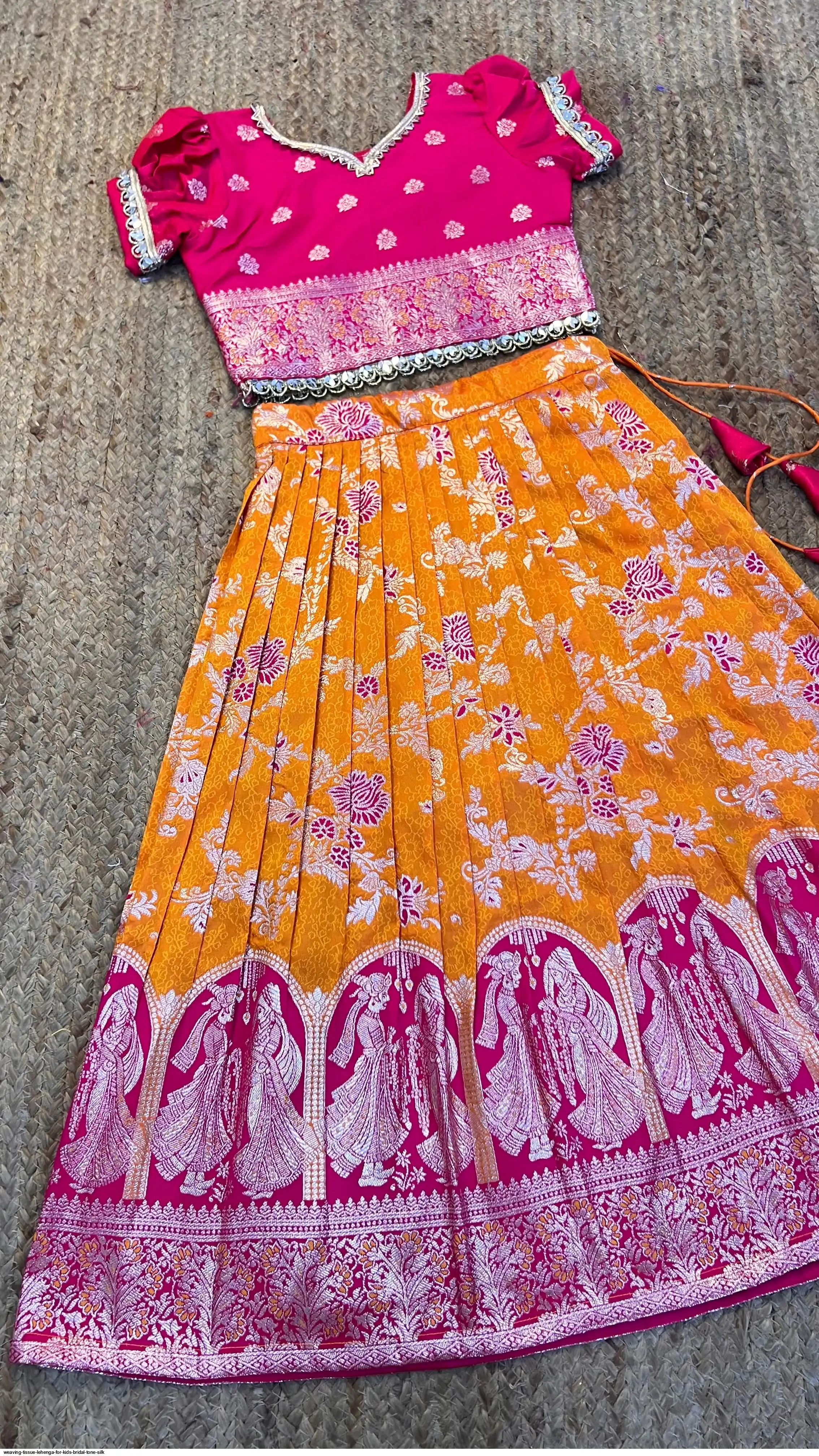 WEAVING TISSUE LEHENGA FOR KIDS BRIDAL TONE SILK 3