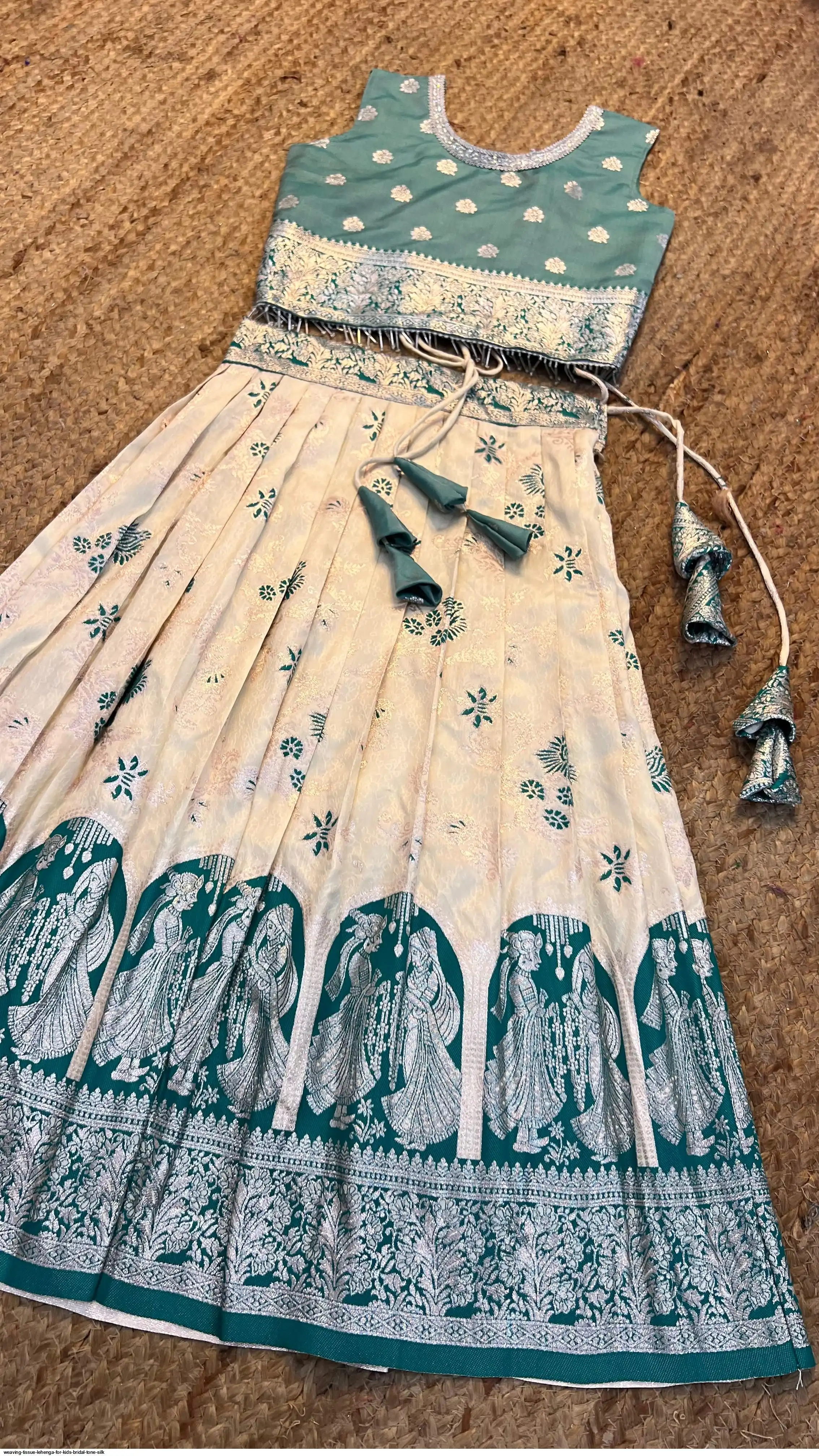 WEAVING TISSUE LEHENGA FOR KIDS BRIDAL TONE SILK 4