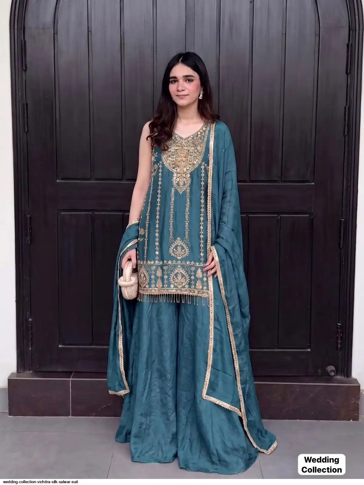 WEDDING COLLECTION VICHITRA SILK SALWAR SUIT B