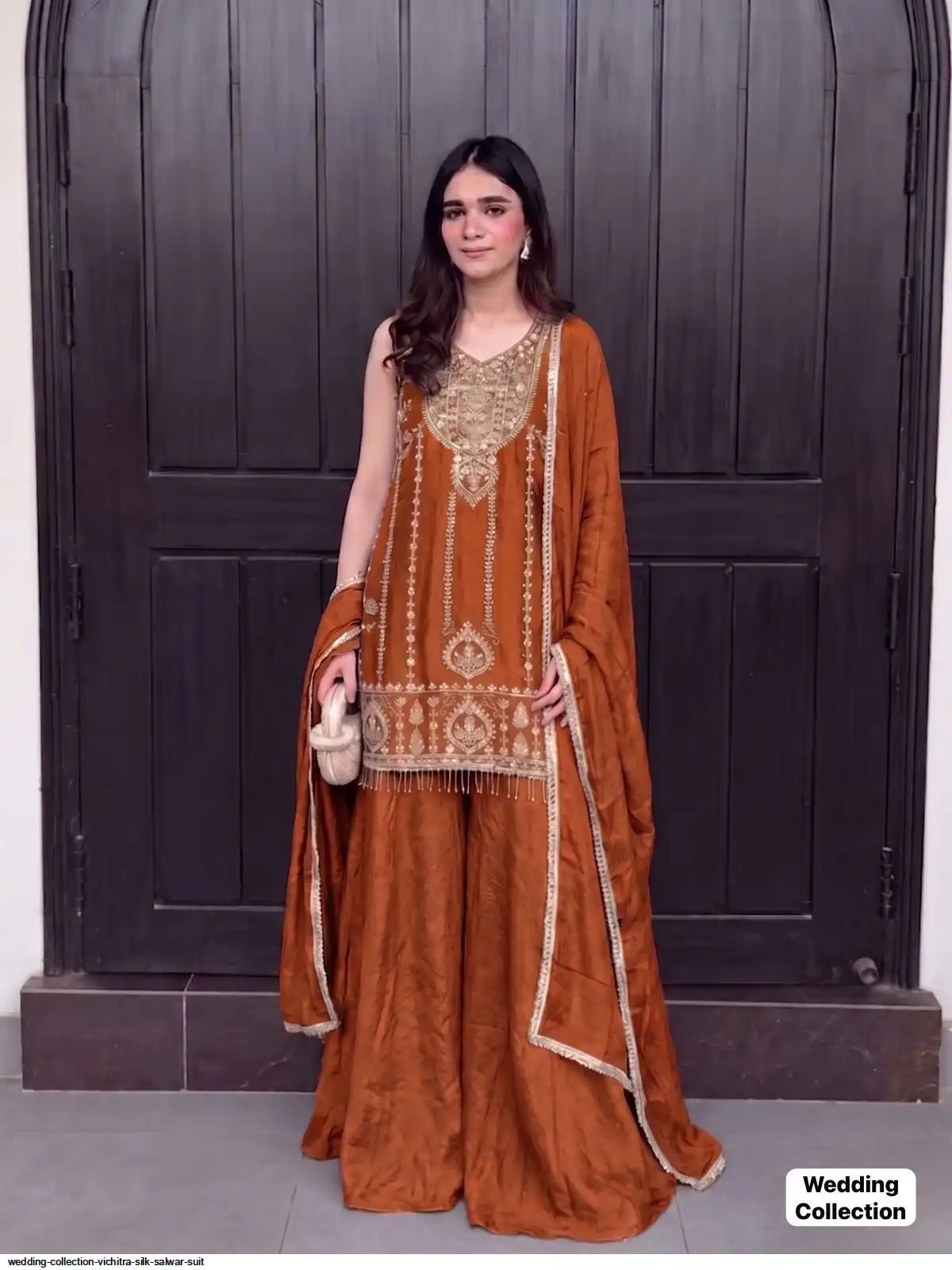WEDDING COLLECTION VICHITRA SILK SALWAR SUIT C