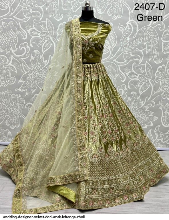 heavy net satin silk embroidery work wedding lehenga choli