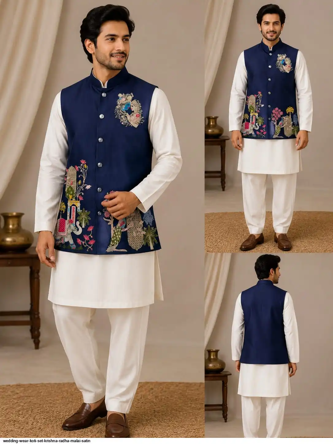 WEDDING WEAR KOTI SET KRISHNA RADHA MALAI SATIN 2