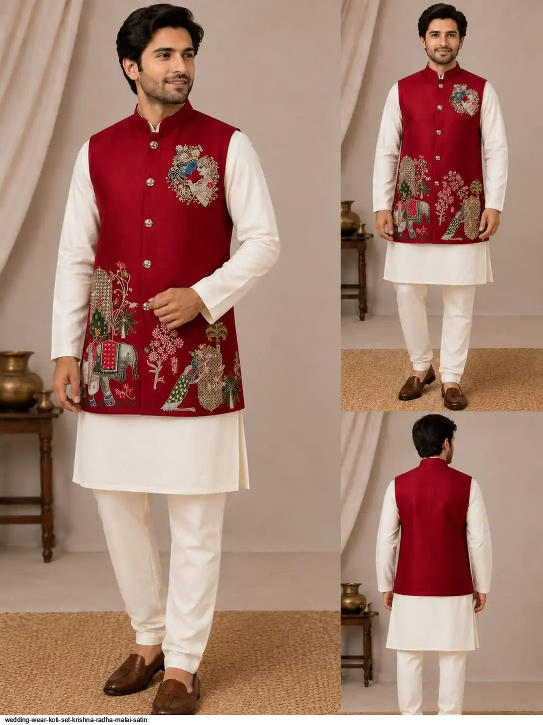 WEDDING WEAR KOTI SET KRISHNA RADHA MALAI SATIN 4