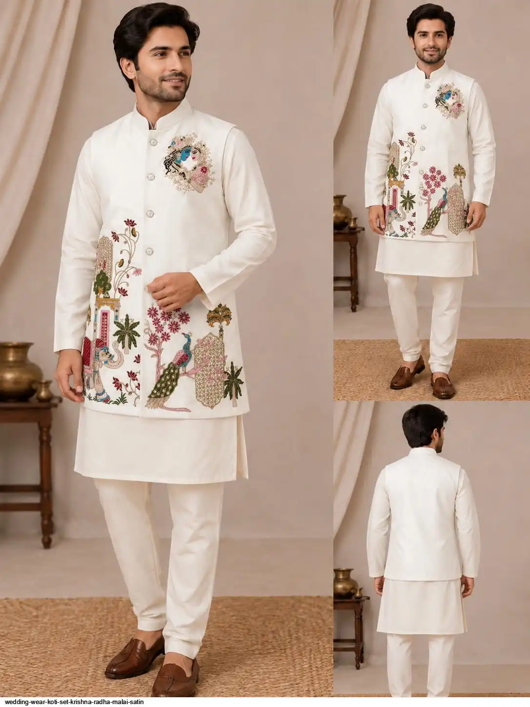 WEDDING WEAR KOTI SET KRISHNA RADHA MALAI SATIN 3