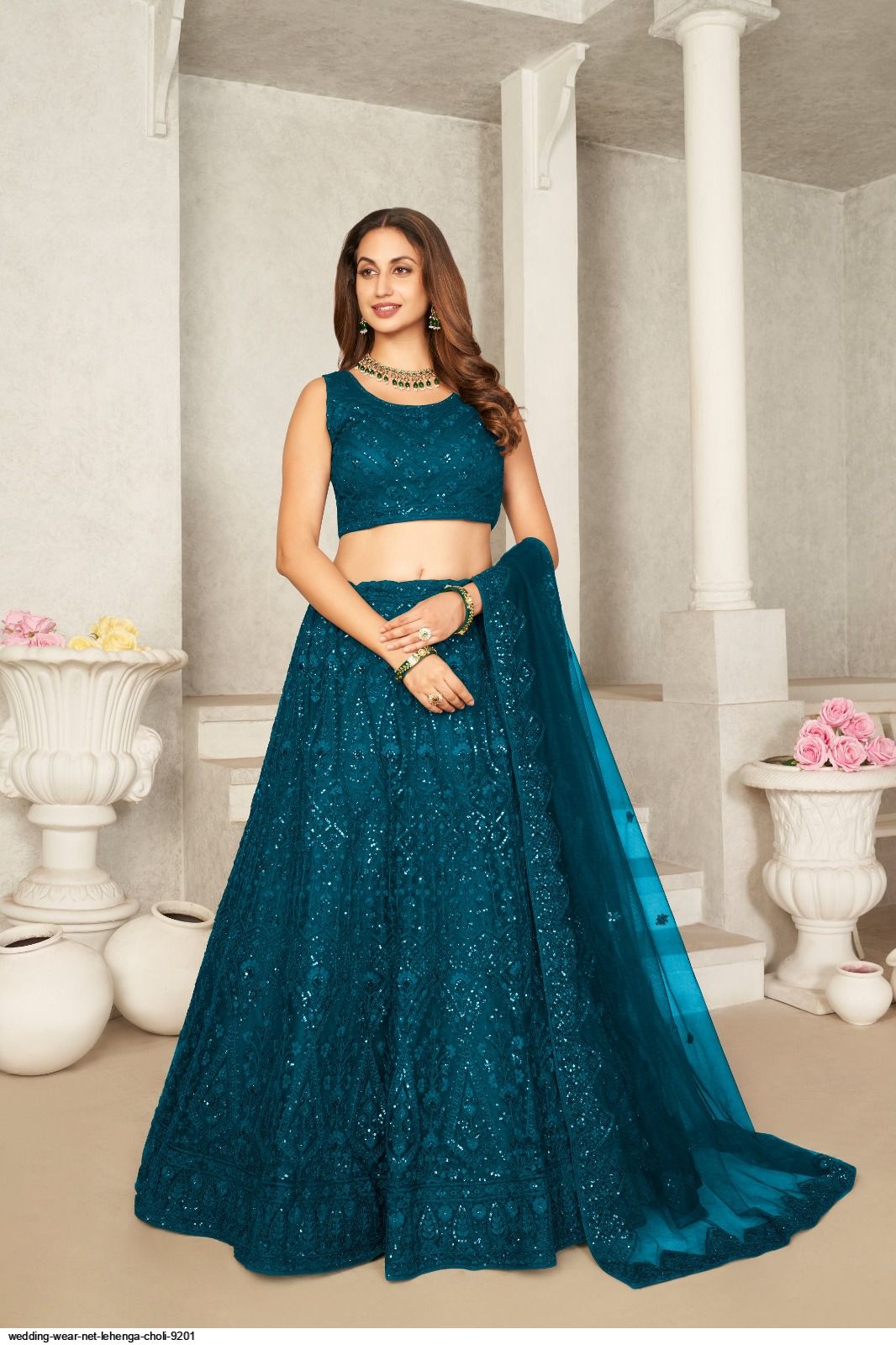 wedding wear net lehenga choli 9201 9839