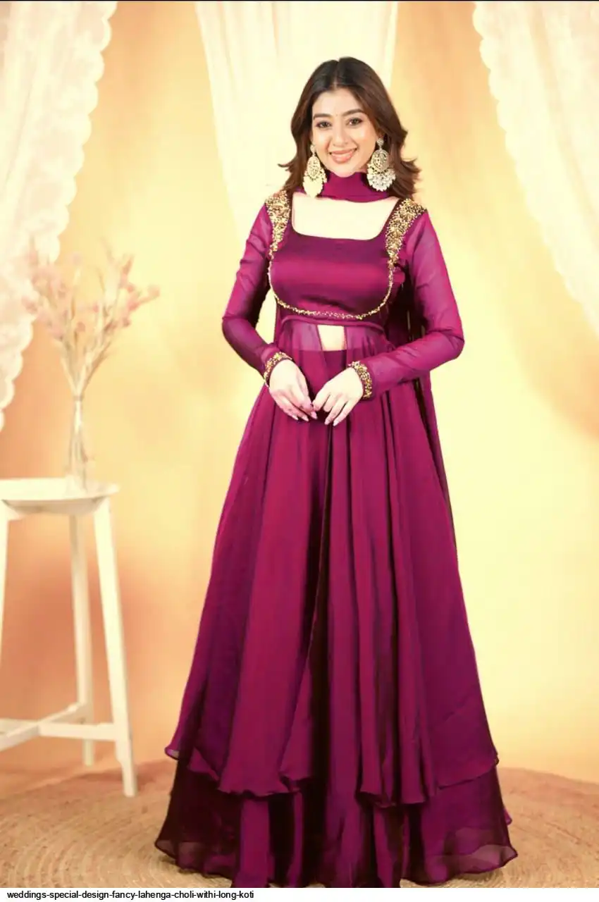 WEDDINGS SPECIAL DESIGN FANCY LAHENGA CHOLI WITHI LONG KOTI 2