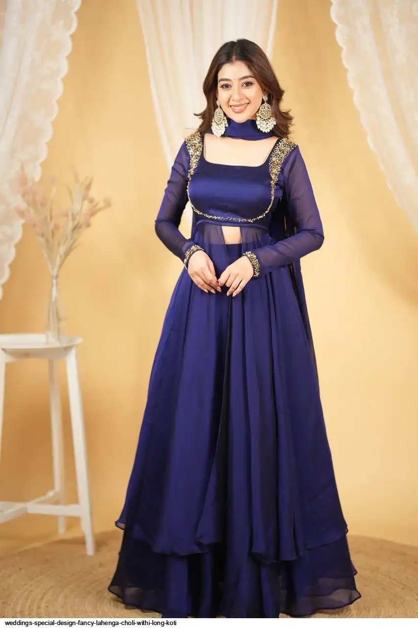 WEDDINGS SPECIAL DESIGN FANCY LAHENGA CHOLI WITHI LONG KOTI 3