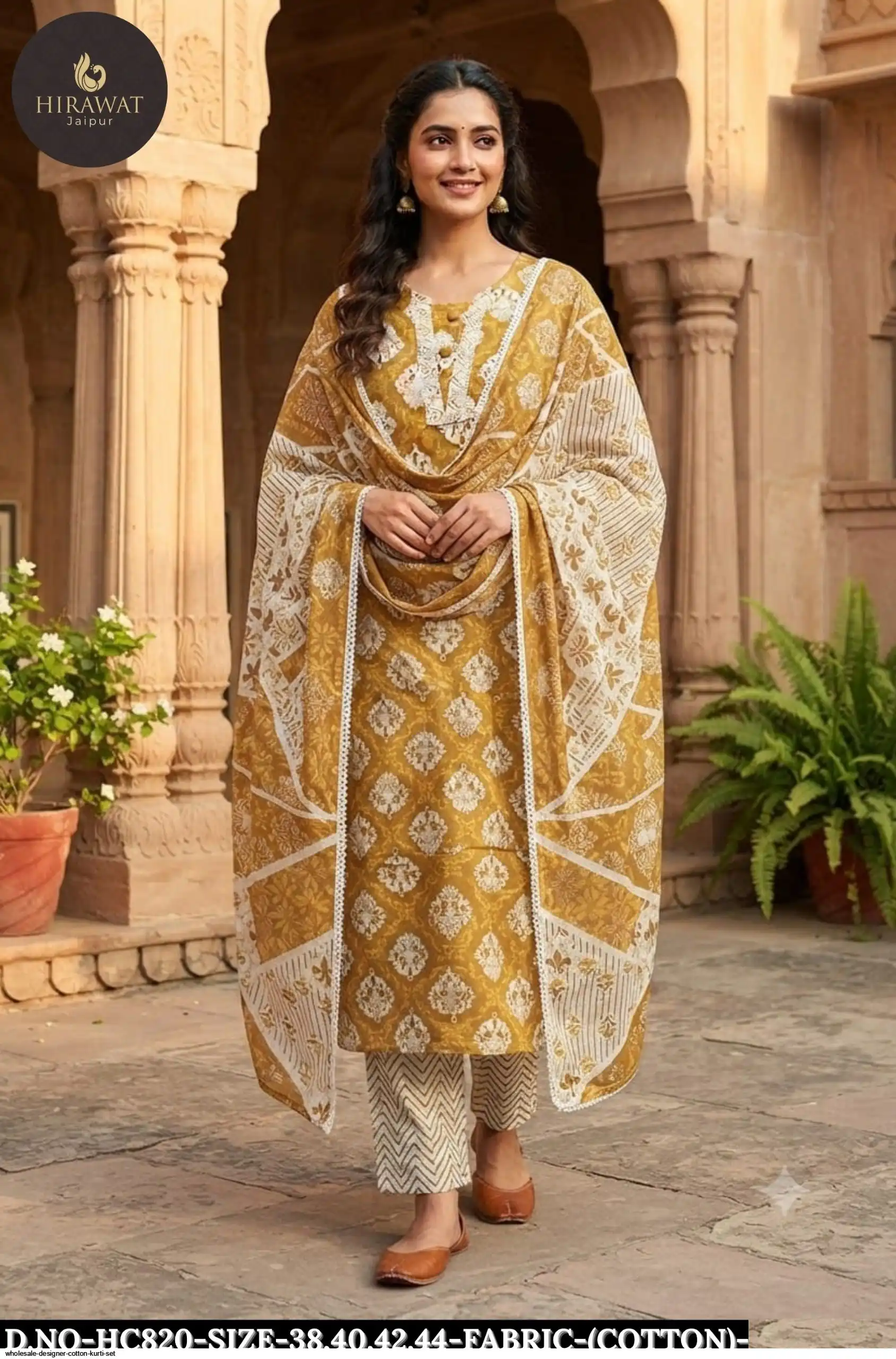 WHOLESALE DESIGNER COTTON KURTI SET C