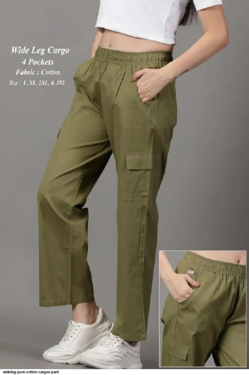 WIDELEG PURE COTTON CARGOS PANT F