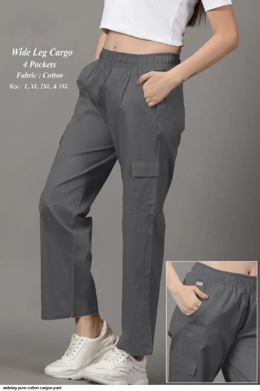 WIDELEG PURE COTTON CARGOS PANT H