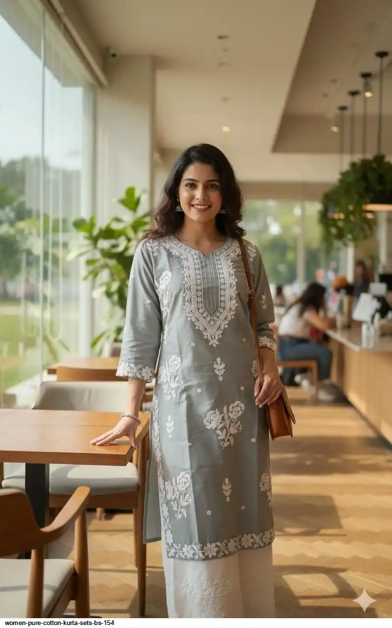 WOMEN PURE COTTON KURTA SETS BS 154 C