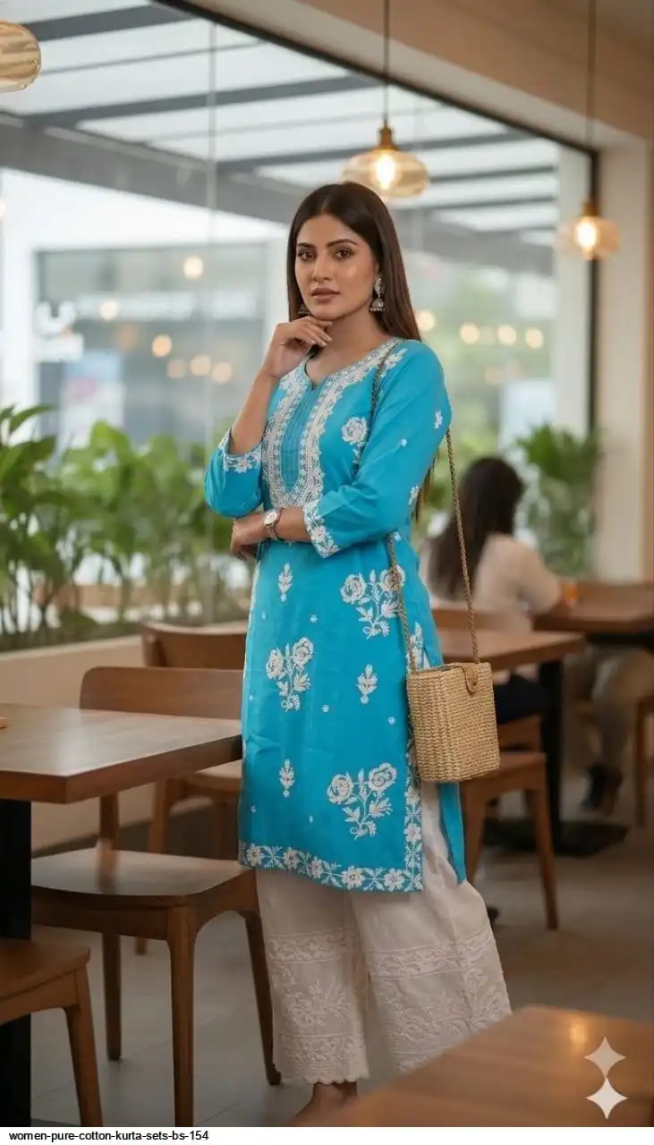 WOMEN PURE COTTON KURTA SETS BS 154 D