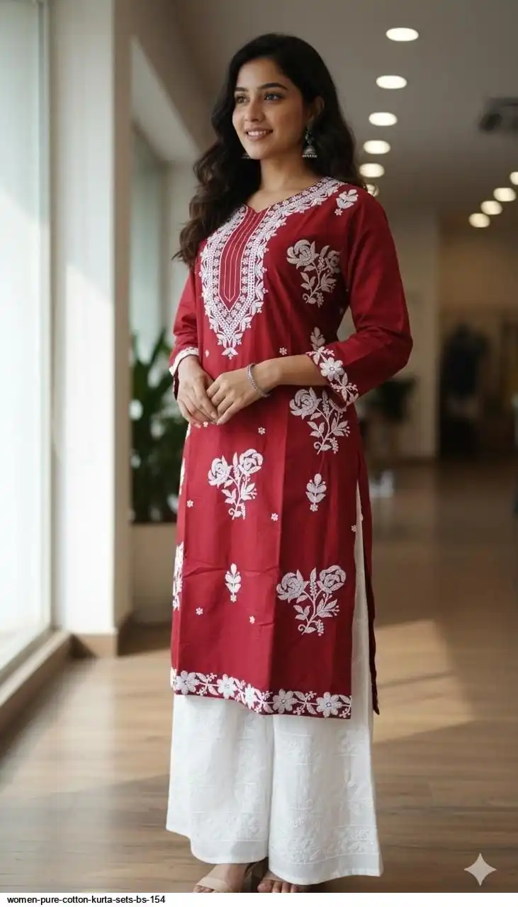 WOMEN PURE COTTON KURTA SETS BS 154 E