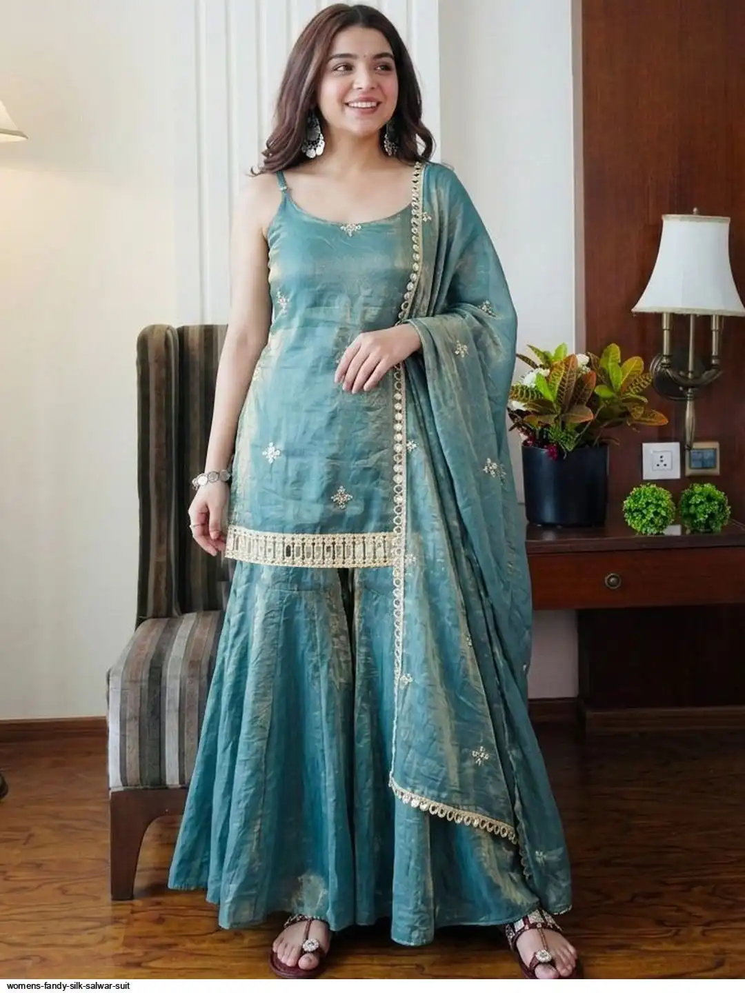 WOMENS FANDY SILK SALWAR SUIT A