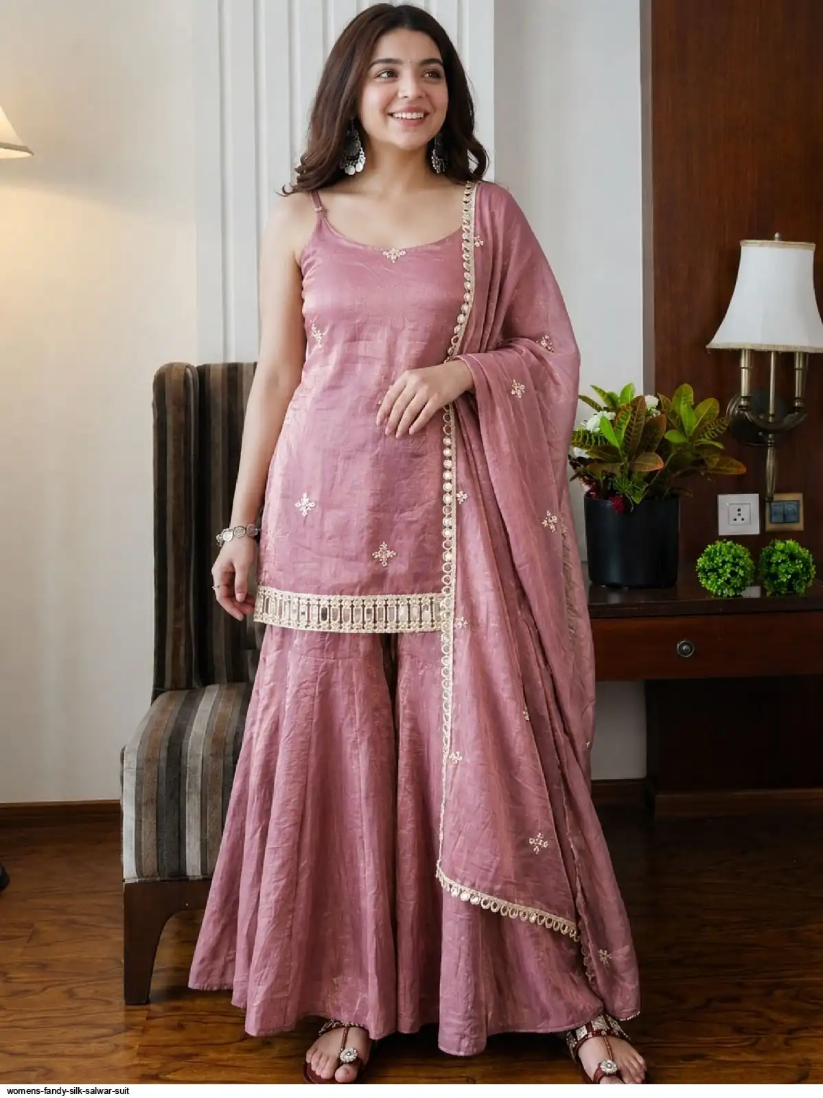 WOMENS FANDY SILK SALWAR SUIT B