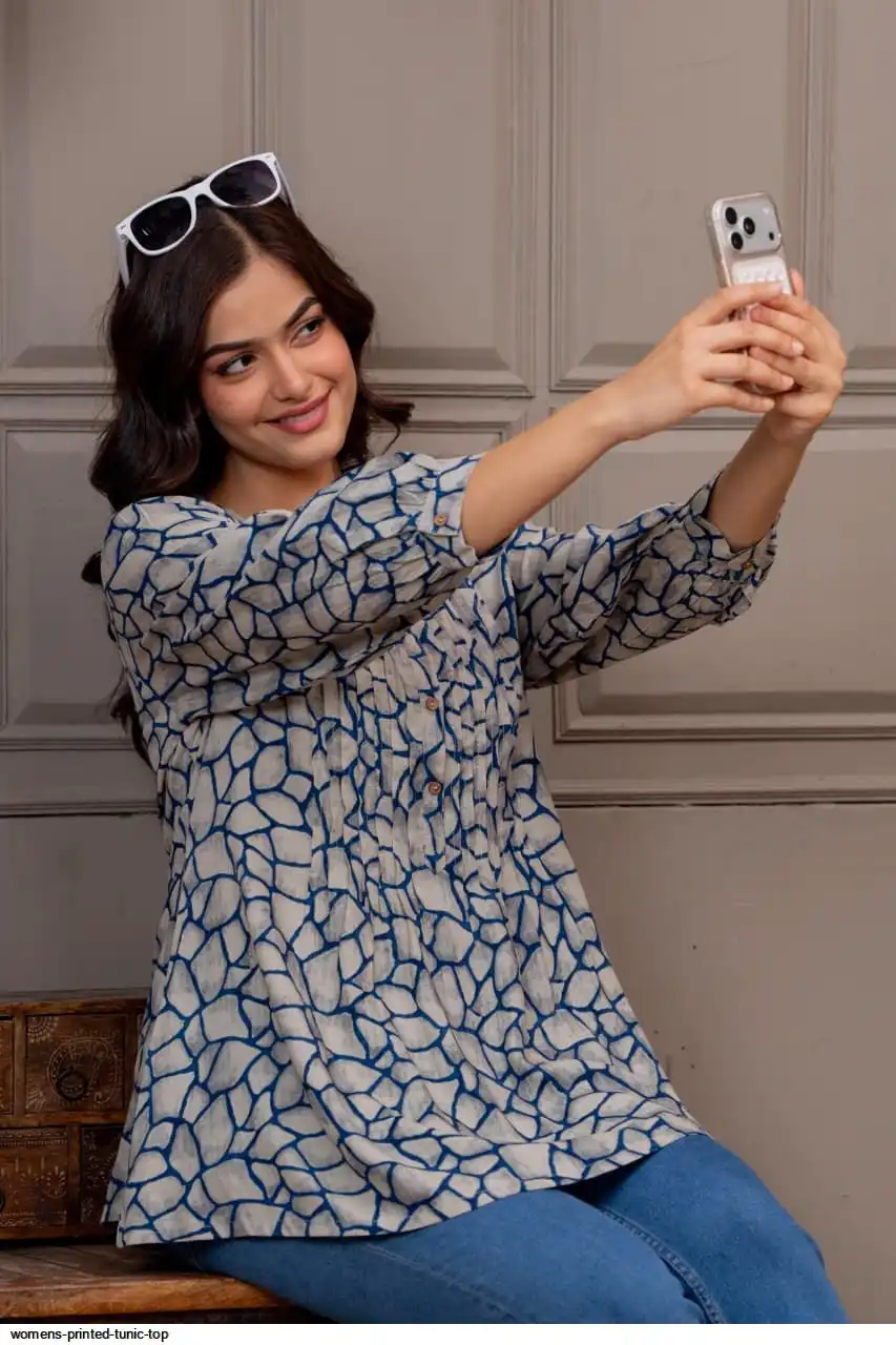 WOMENS PRINTED TUNIC TOP B