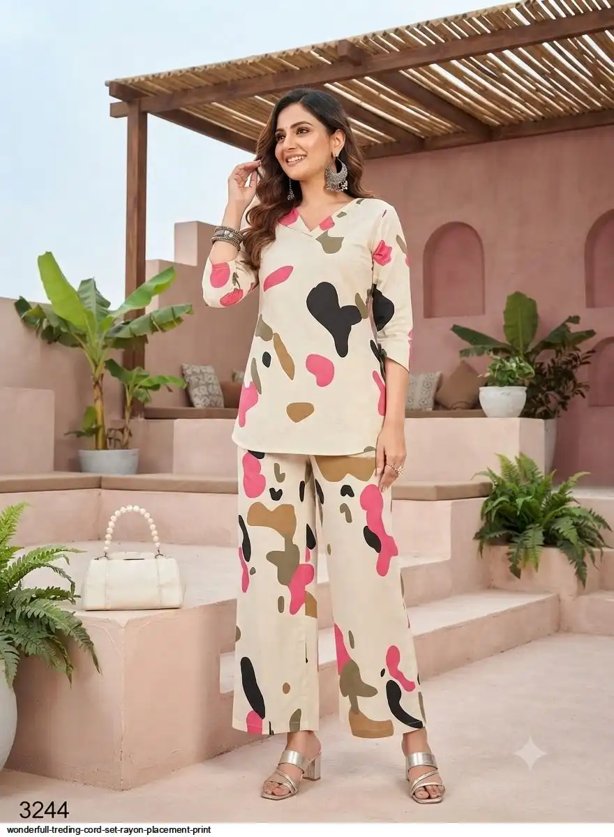 WONDERFULL TREDING CORD SET RAYON PLACEMENT PRINT 3244