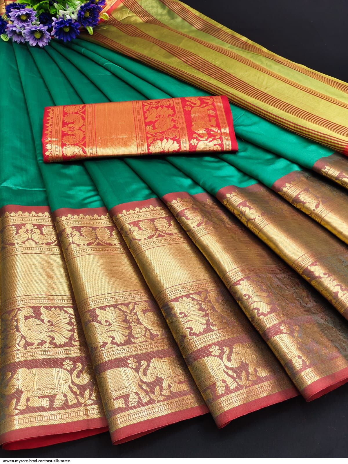 WOVEN MYSORE BROD CONTRAST SILK SAREE