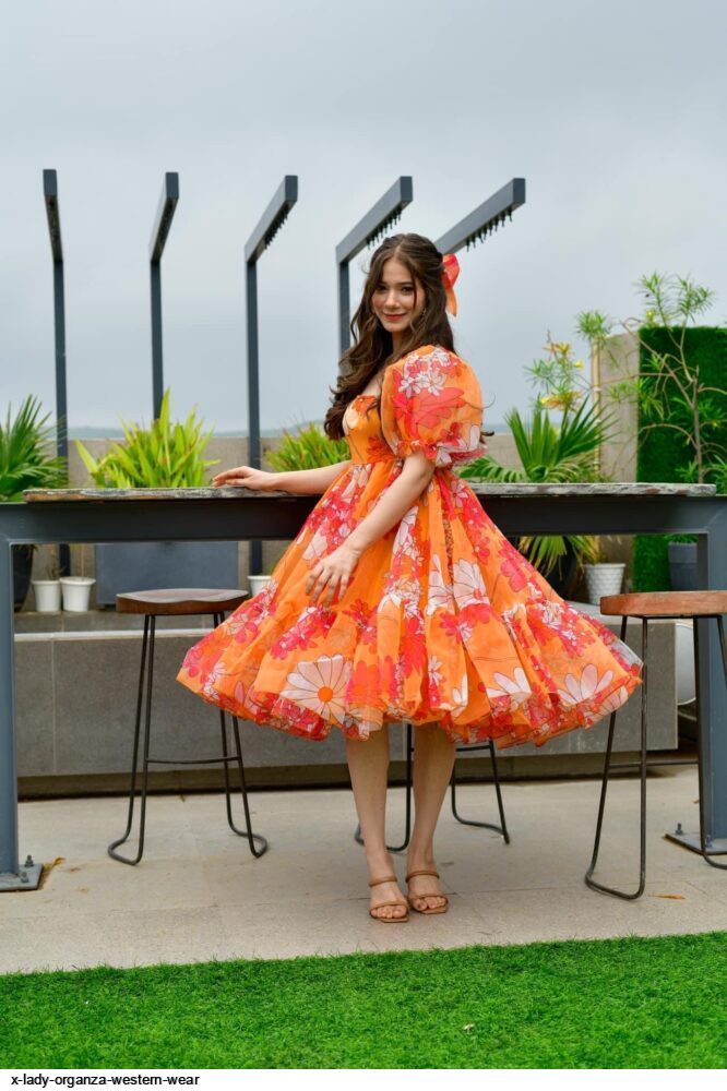 organza western dress LIGHT PINK ORGANZA INDO-WESTERN SET WITH SEQUINS EMBROIDERY AND FLARED Kothari Sons